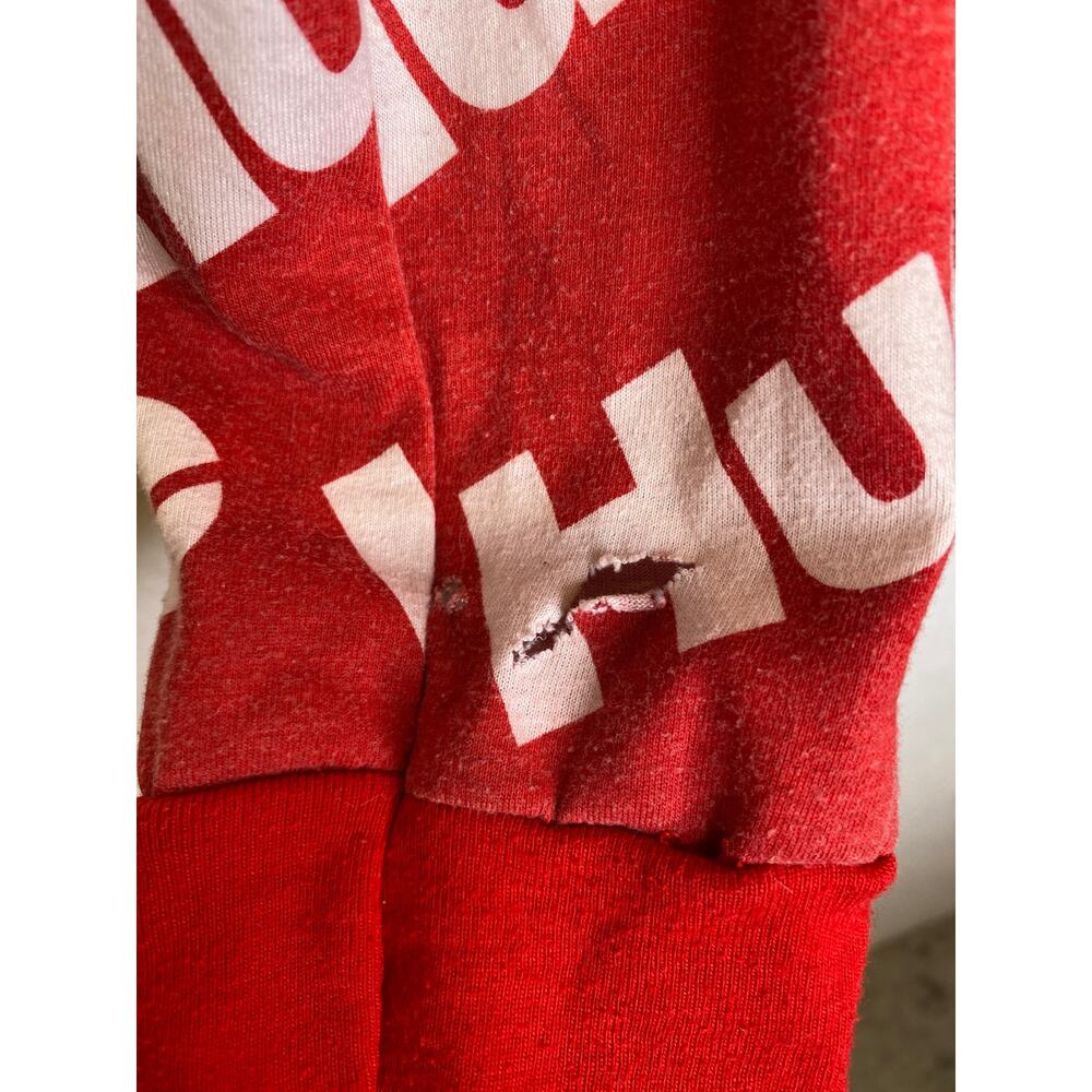 Launder Bailey Apparel Red White Hustle Long Sleeve T-Shirt Graphic Print Sz M - Picture 3 of 9